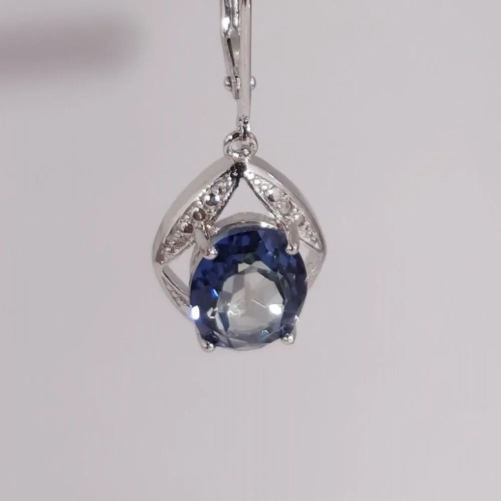 Mystic Iolite 5 Carats Dangle Earrings Sterling Silver